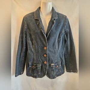 Levi Strauss Signature Denim Blazer Jacket Women’s Large Stretch Jean Jacket